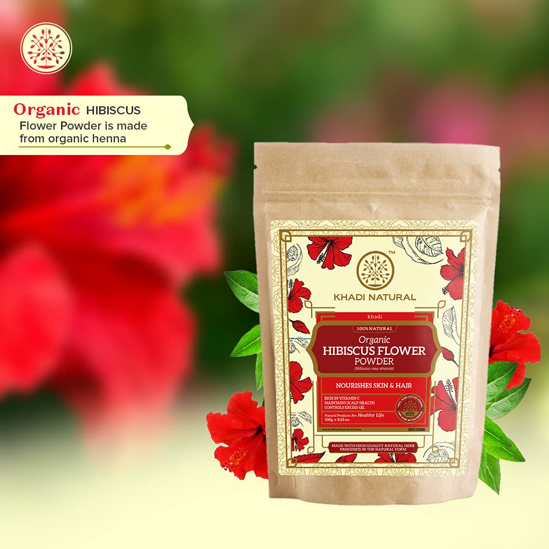KHADI NATURAL Hibiscus Flower Organic Powder Pack of 2 (2x100gm) 200gm