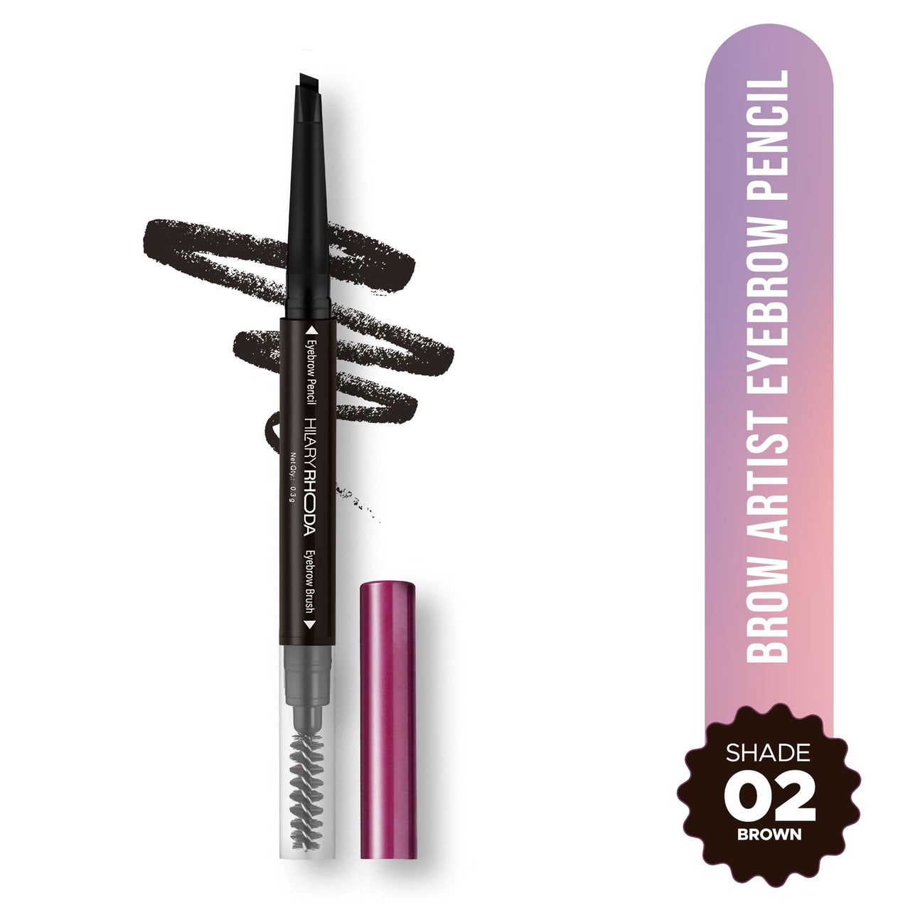 Hilary Rhoda Brow Artist Eyebrow Pencil | Dual-Ended & Natural Finish | Smudge-Proof & Long-Lasting Eyebrow Pencil | 0.3g (Coffee-Shade 02)