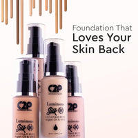 C2P Pro Luminous Silk Liquid Foundation For Women Face Makeup LIGHT 03, 30 ml | High Coverage For Dry Oily Combination Natural Glowing Skin | Waterproof Long Lasting | Argan Oil & Vitamin E