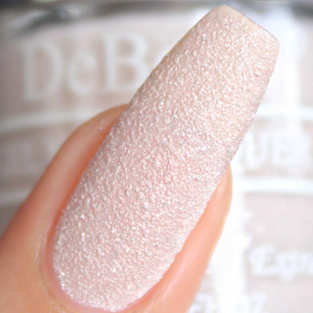 DeBelle Gel Nail Polish Aries (Light Dusty Pink Glitter Nail Paint)|Non UV - Gel Finish |Chip Resistant | Seaweed Enriched Formula| Long Lasting|Cruelty and Toxic Free| 8ml