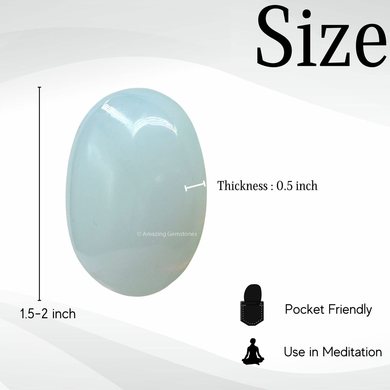 Opalite Palm Stone - Hot Massage Worry Stone for Natural Body Chakra Balancing, Reiki Healing and Crystal Grid Opalite