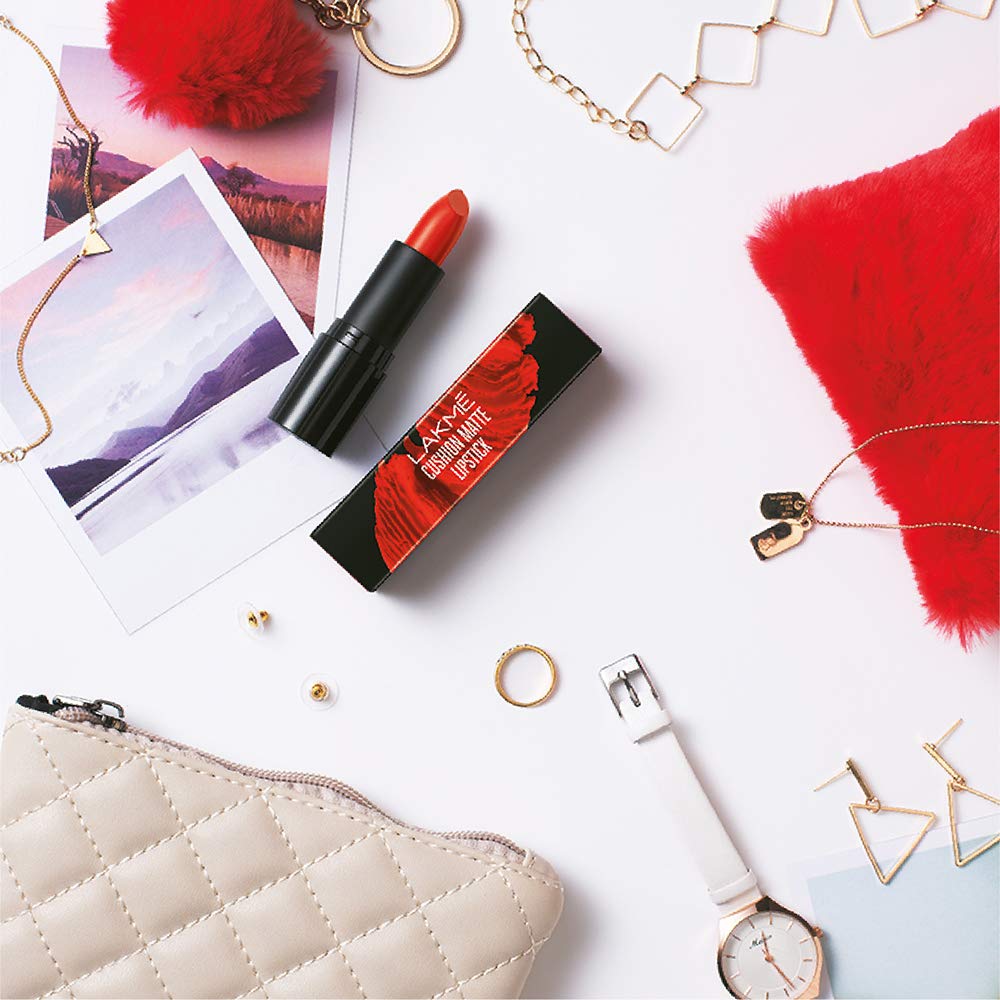 Lakmé Forever Matte Lipstick, Made With French Rose Oil Extracts, Orange Rush, 4.5G