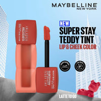 Maybelline New York Super Stay Teddy Tint - Lip and Cheek Color, Latte To Go, 5ml | Teddy Soft Matte up to 12Hr | Multi Use |Comfortable Long wear formula |Buildable |Natural flushed look in one swipe