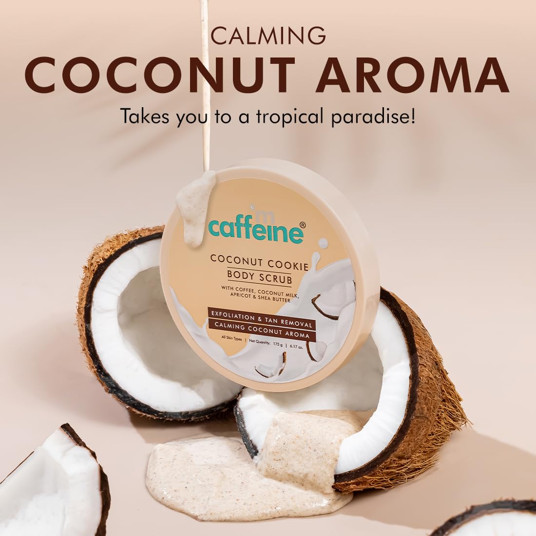 mCaffeine Tropical Coconut Cleanse & Detan Set for Glowing Skin| Mildly Cleanses, Exfoliates, Removes Tan| Coconut Body Wash - 300ml & Coconut Body Scrub - 175 g| Calming Coconut Aroma for Men & Women