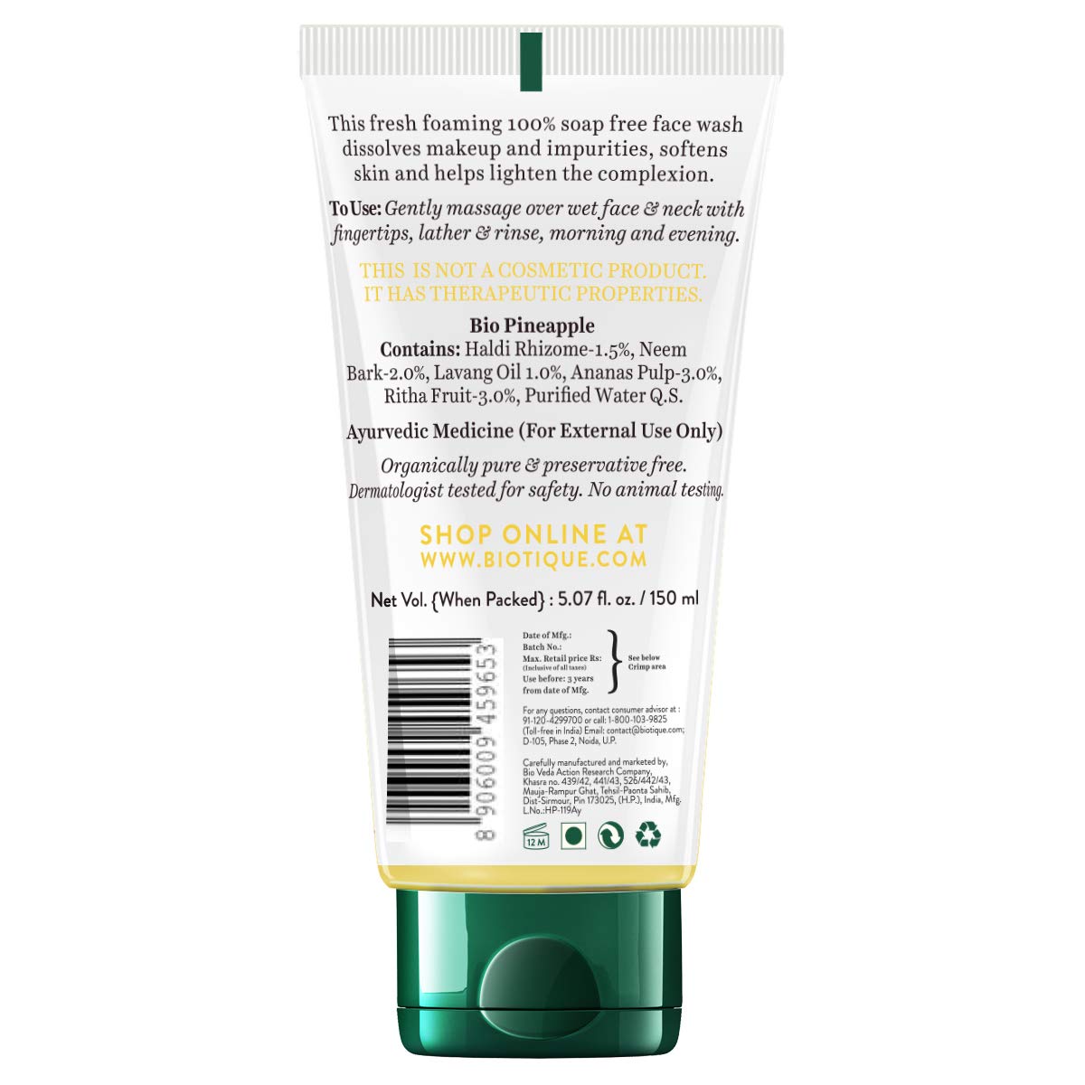 Biotique Bio Papaya Visibly Flawless Skin Face Wash (soft scrub) 100ml and Biotique Bio Pineapple Oil Control Foaming Face Wash, 150ml