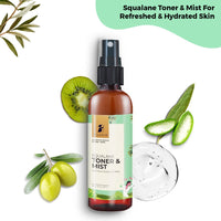 Pilgrim Squalane Toner & Mist Pack of 2 Face toner for glowing skin |Toner for refreshing & hydrating skin |Alcohol-free toner for open pores tightening |No parabens & sulphates |All skin types,100ml