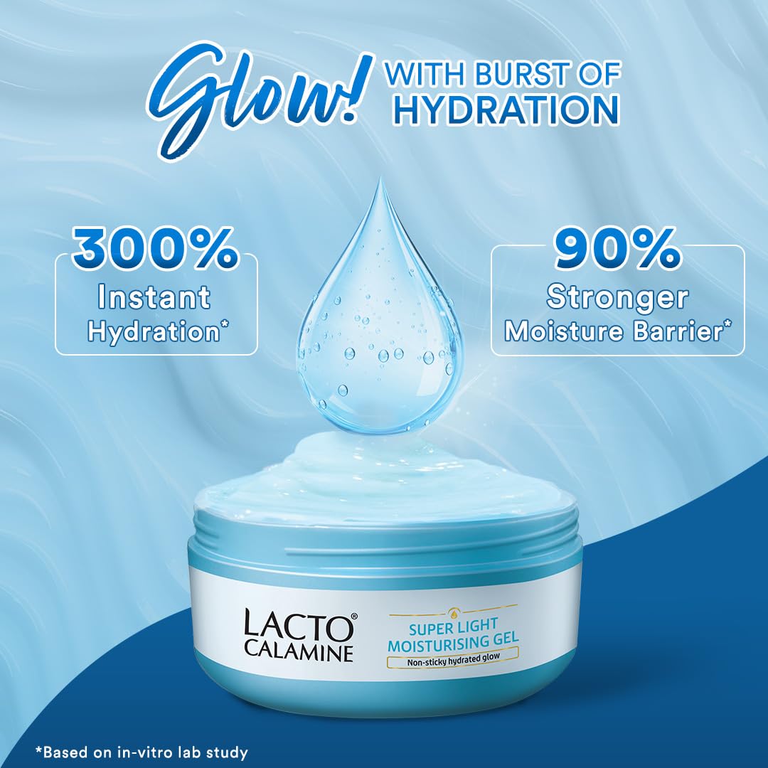 Lacto Calamine Super Light Moisturizer for Face | 150g x 2 | Moisturiser for Oily Skin with Niacinamide, Hyaluronic Acid | Face Moisturizer with 300% Instant Hydration, 90% Stronger Moisture Barrier