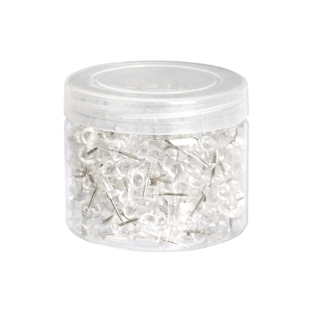 Basics Push Pins Tacks, Clear Plastic Head, Steel Point, 200-Pack 200 pack