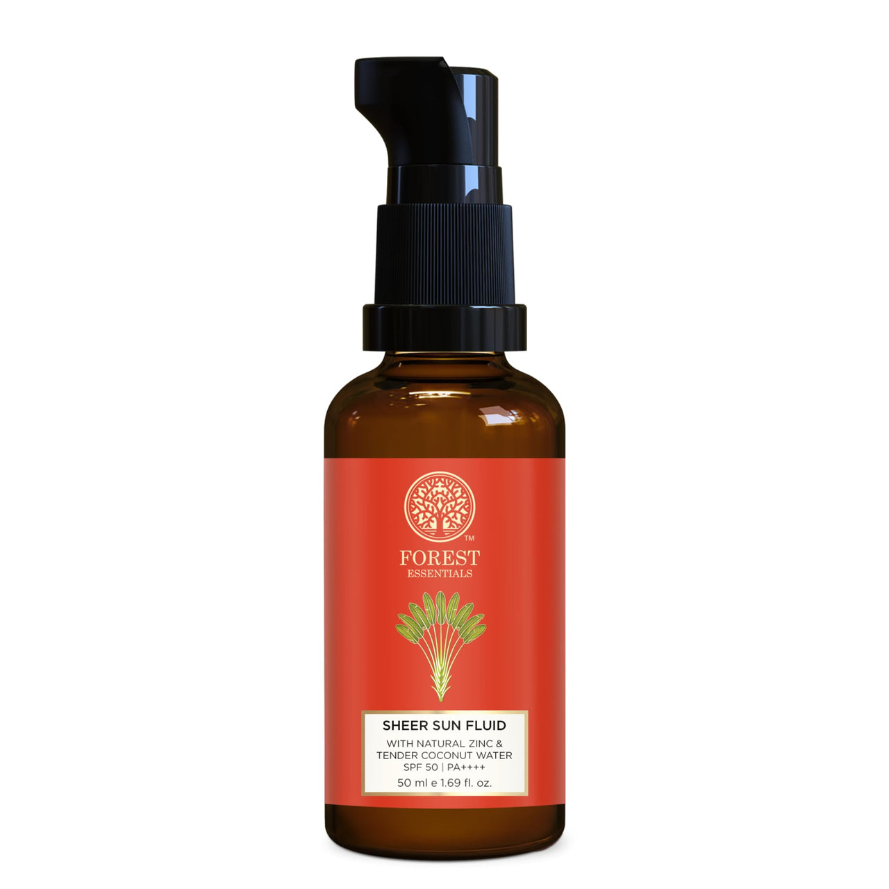 Forest Essentials Sun Fluid Sunscreen | SPF 50PA ++ | With Natural Zinc & Hyaluronic Acid | No White Cast, Lightweight | With Vitamin C | Protects from UVA/UVB Rays | for Oily, Dry, & Combination Skin