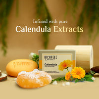Richfeel Calendula soap | Anti Acne Brightening Soap | Bathing Soaps | Bath Soap for Men & Women | Soaps for Bath | TFM Grade 1 Soap | For Oily Skin | Fades Dark Spots | - 75Gm X 4 (B3G1) Pack of 2