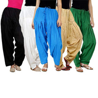 Pistaa's  Women's  Regular Fit Patiala Bottom (Multicolor, Free Size, Pack of 5)