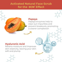 WOW Skin Science Papaya and Hyaluronic Acid Hydrating Face Scrub | Gently Exfoliates | Unclogs Pores | Removes Dead Skin Cells | Improves Skin Elasticity | Hydrates & Moisturize Skin| 100 gms