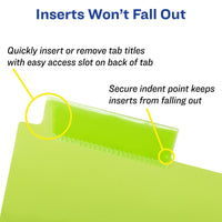 Avery Dividers for 3 Ring Binders, 5 Tab Binder Dividers, Plastic Binder Dividers with Pockets, Insertable Big Tabs, Multicolor, Works with Sheet Protectors, 1 Set (11902) 5 Tabs