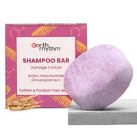 Earth Rhythm Biotin Shampoo Bar With Niacinamide, Ginseng | Restores Suppleness, Adds shine, Sulfate & Paraben Free, For rough & damage hair (Cardboard) - 80 gm