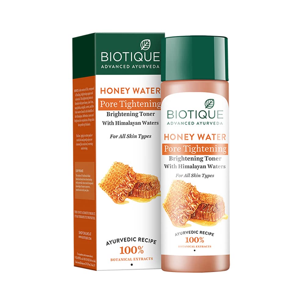 Biotique Honey Water Pore Tightening Brightening Toner With Himalayan Waters, 120ml & Biotique Papaya Deep Cleanse Face Wash For Visibly Glowing Skin All Skin Types, 150ml
