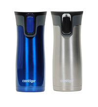Contigo West Loop Stainless Steel Vacuum-Insulated Travel Mug with Spill-Proof Lid, Keeps Drinks Hot up to 5 Hours and Cold up to 12 Hours, 16oz 2-Pack, Monaco & Steel Monaco & Stainless Steel