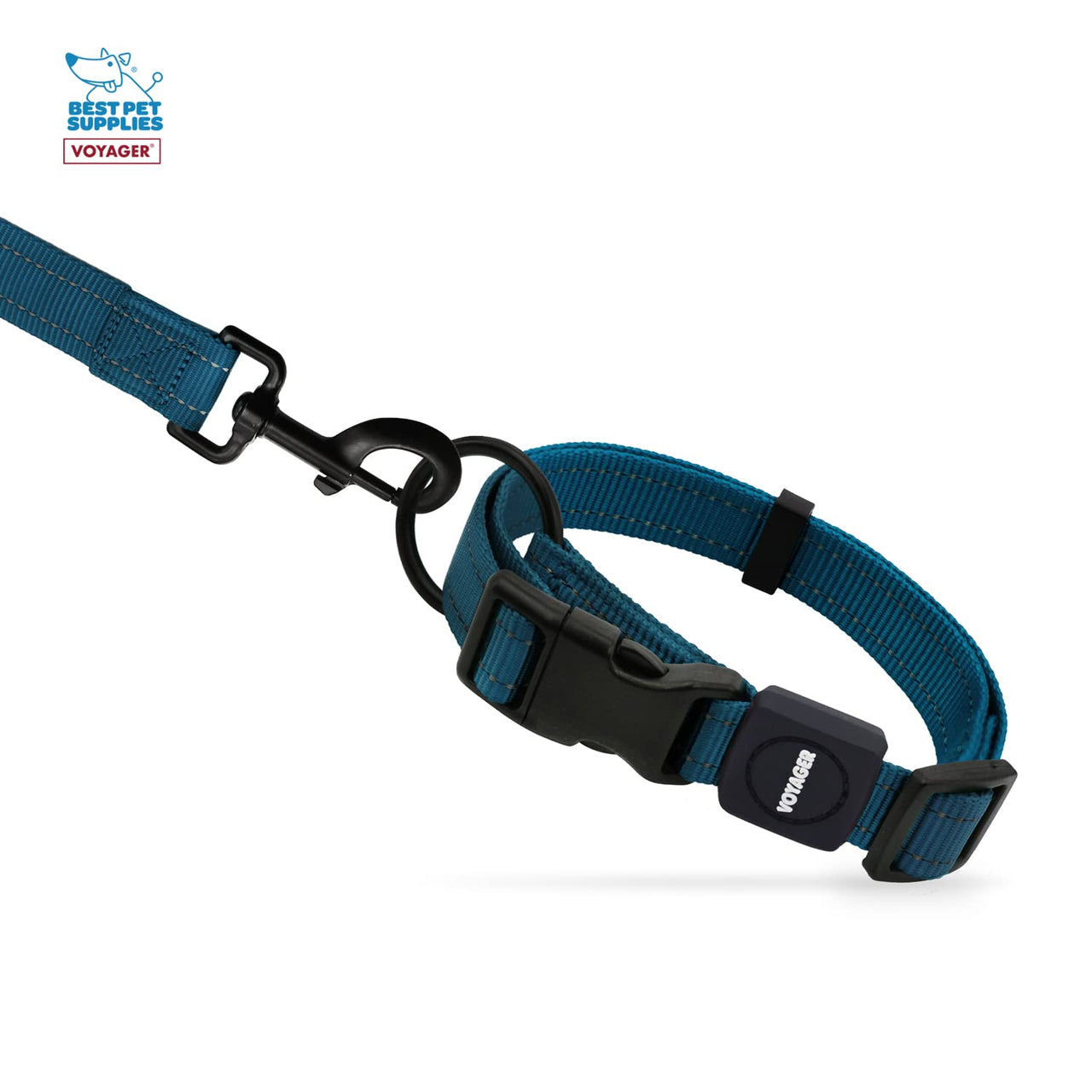 Voyager Reflective Dog Leash Collar Set with Neoprene Handle Supports Small, Medium, and Large Breed Puppies, Cute and Heavy Duty for Walking, Running, and Training - Blue, M Leash Collar Set (Blue) Leash Collar Set (3/4")