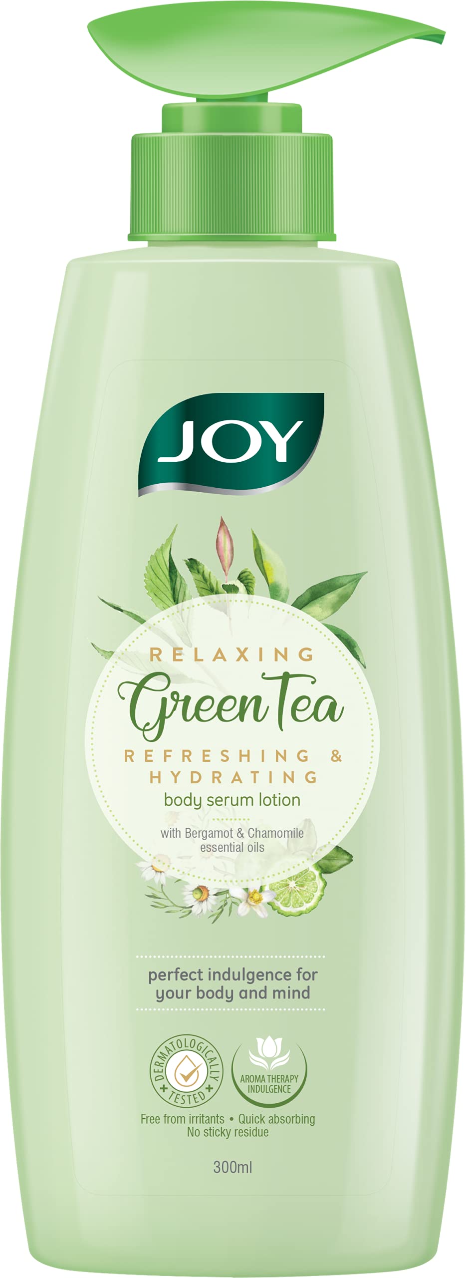 Joy Relaxing Green Tea Body Serum Lotion | Refreshing & Hydrating With Bergamot & Chamomile Essential Oil | Quick Absorbing & Skin Glowing | Body Serum Lotion for All Skin Types | 300 ml