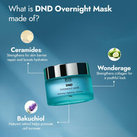 BiE DND Overnight Face Mask | With Ceramides & Bakuchiol For Skin Hydration | Collagen-boosting, Plumps Skin & Smooths Fine Lines | Non - Sticky Sleeping Mask | 50g