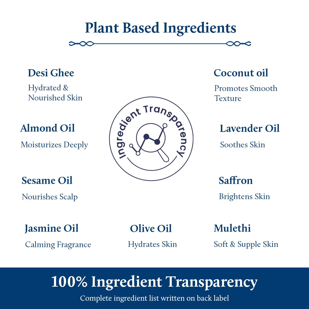 Blue Nectar Ayurvedic Baby Oil with Organic Ghee, 100% Natural Baby Massage Oil With Coconut Oil & Olive Oil | Dermatogically Tested (100ml)