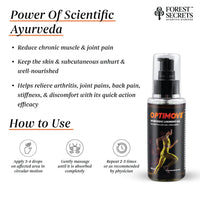 Forest Secrets Optimove Liniment Oil 100ml | Ideal for Back Pain, Muscle Pain, Joint Pain, Knee Pain | Ayurvedic Pain Relief Oil | Suitable for Sports & Gym related Injuries | Pack of 2