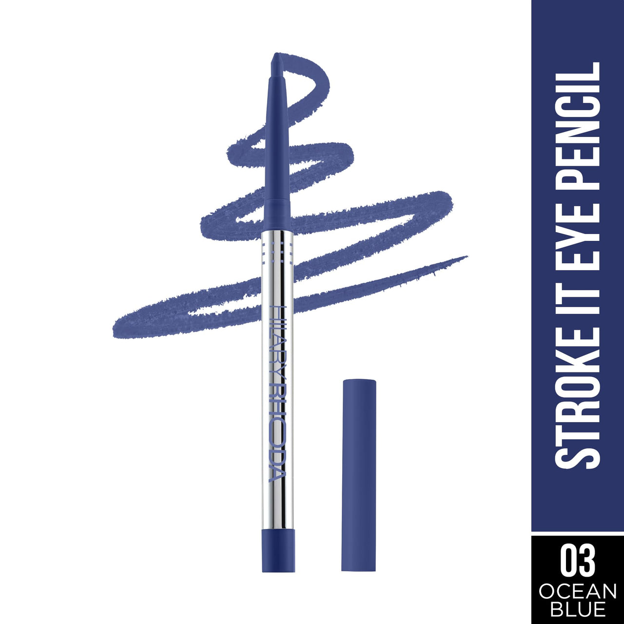 Hilary Rhoda Stroke It Eye Pencil | Coloured Eyeliner and Kajal Pencil | Easy Glide & Quick-Drying Formula | Matte Finish | Built-in Sharpener | 0.26g (Ocean Blue | Shade 03)