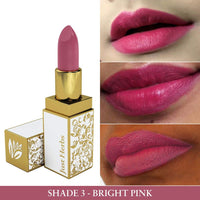 Just Herbs Natural & Organic Herb Enriched Ayurvedic Creamy Matte Lipstick For Dry & Chapped Lips- Paraben & Chemical Free Lipstick (Bright Pink, Shade no. 3)
