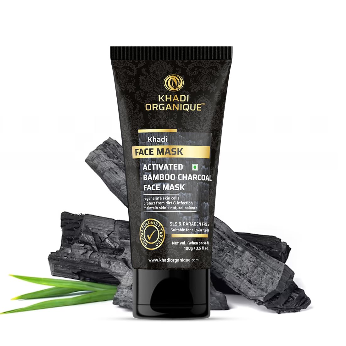 Khadi Organique charcoal face mask for men & women SLS &PARABEN FREE 100 gm