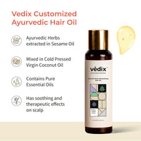 Vedix Jeevath Hair Oil & Dhavath Hairfall Shampoo | Ayurvedic Combo of Root Stimulating Hair Oil & Shampoo For Hairfall | For Curly or Wavy Hair (100 ml + 100 ml )
