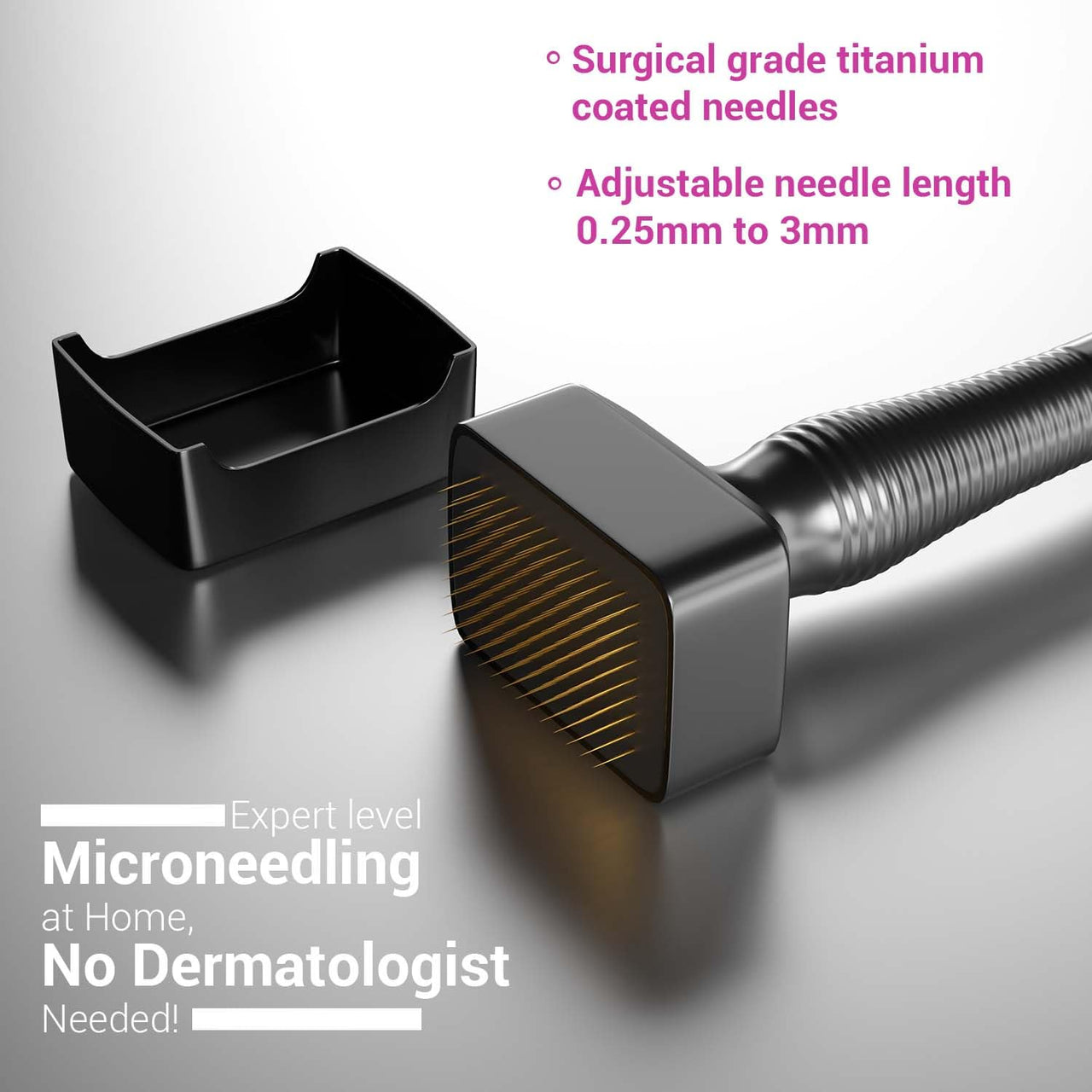Sotrue Derma Stamp for Hair Growth | Titanium Coated Adjustable Needles 0.25mm to 3mm | 140 Microneedling Stamp for Skin Repair, Face, Hair & Beard Growth | Reduces Acne Scars | Safe & Effective To Use