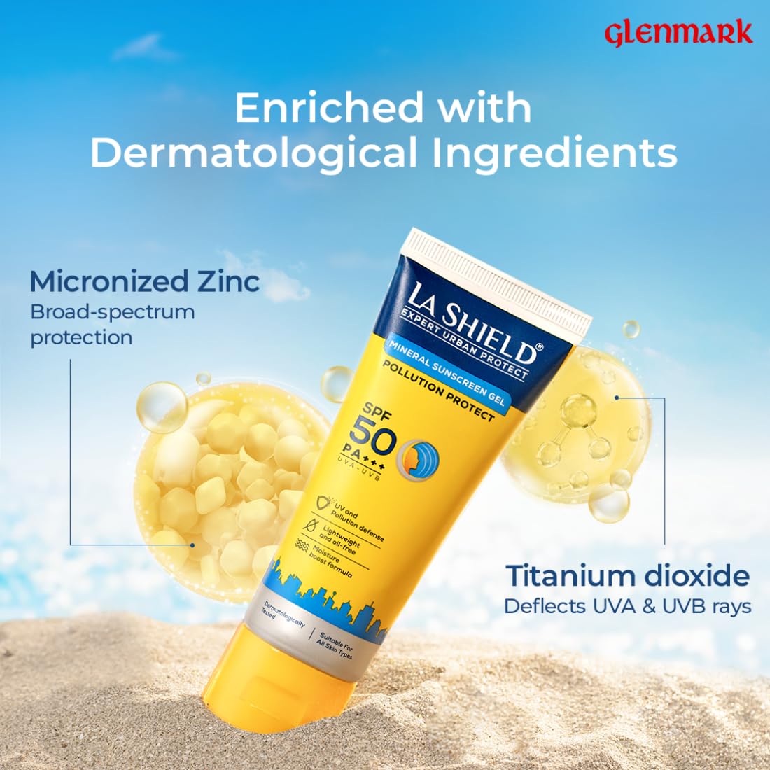 La Shield Pollution Protect SPF 50 Mineral Sunscreen Gel | PA+++ | Lightweight & Oil free | Moisture boost formula | Water resistant| All Skin types |Dermatologist Tested | 50g | Pack of 2