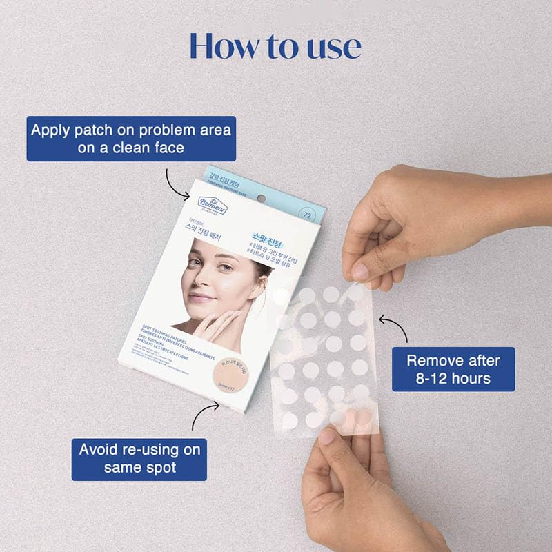 The Face Shop Dr.Belmeur Derma Acne Patches, 72 Hydrocolloid Waterproof Patches | For Active Surface Acne | Absorbs Pimple Overnight | For All Skin Types