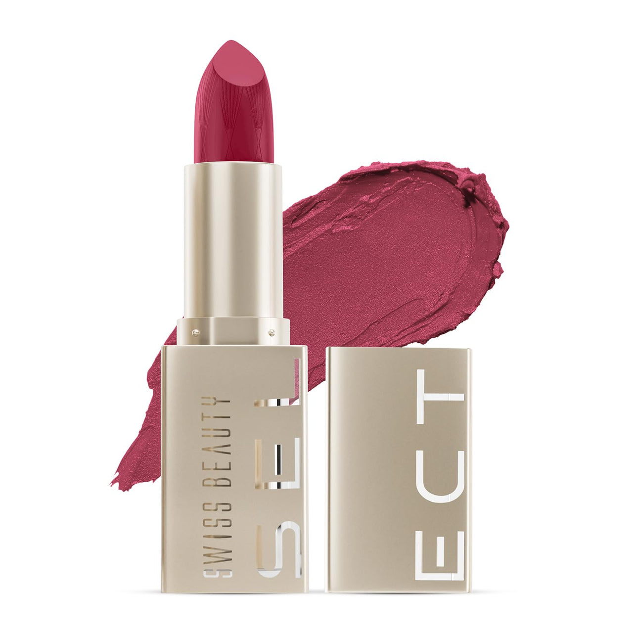 Swiss Beauty Select Crème Touch Hydrating Lipstick | With Vitamin E and Tea Tree Oil | High -shine finish | shade- Holly Pink, 3g |