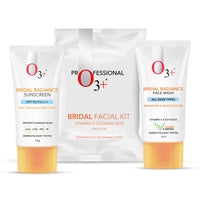 O3+ Radiance Skincare Combo With Bridal Facial Kit Vitamin C Glowing Skin 136g,Bridal Radiance Facewash 75g & Sunscreen 75g