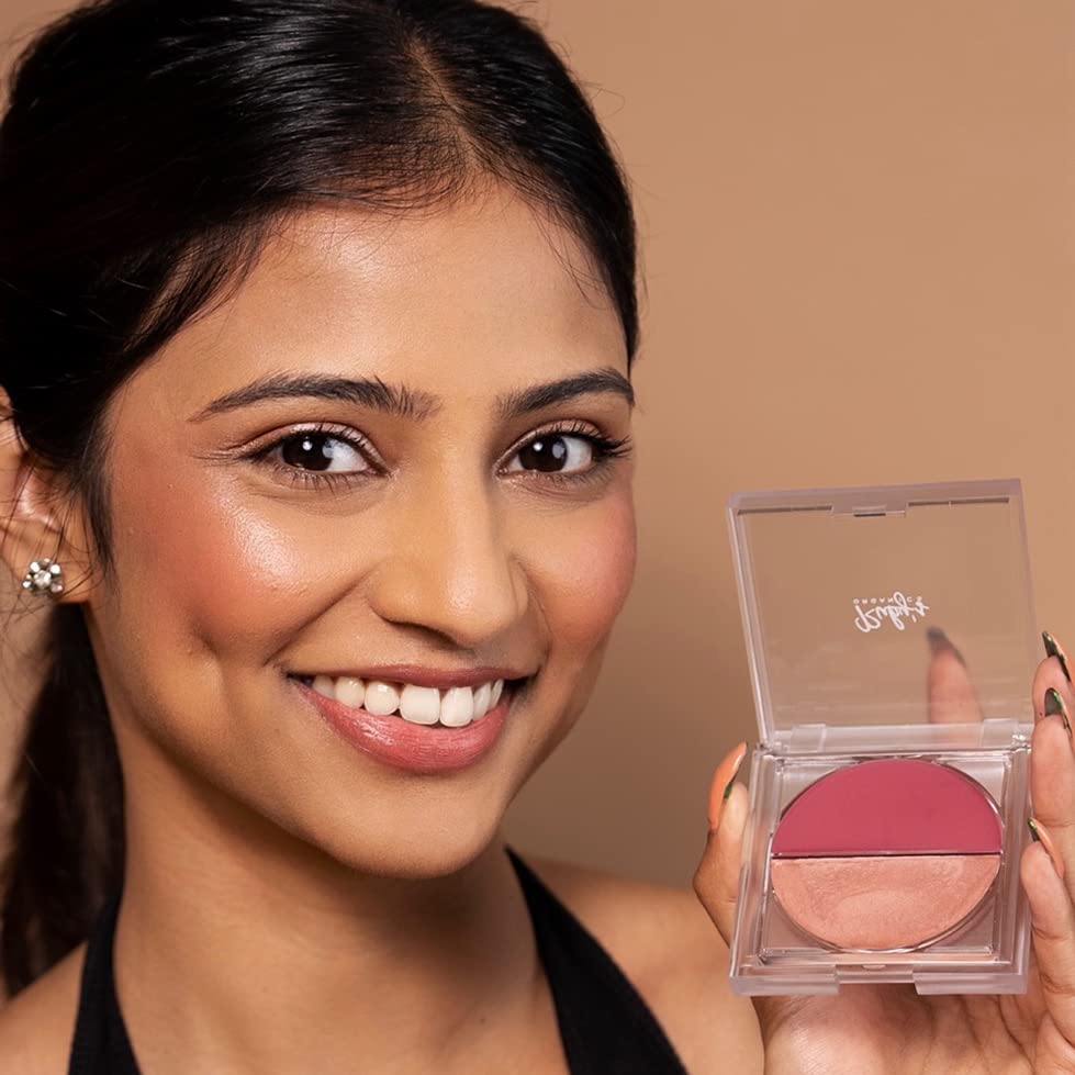 Ruby's Organics Cream Blush for Cheeks & Highlighter Duo Palette- Blusher for Face Makeup, Lightweight Flawless All Day Glow, All Skin Types, Natural &Paraben Free (Deep Rose + Illuminate) 9g