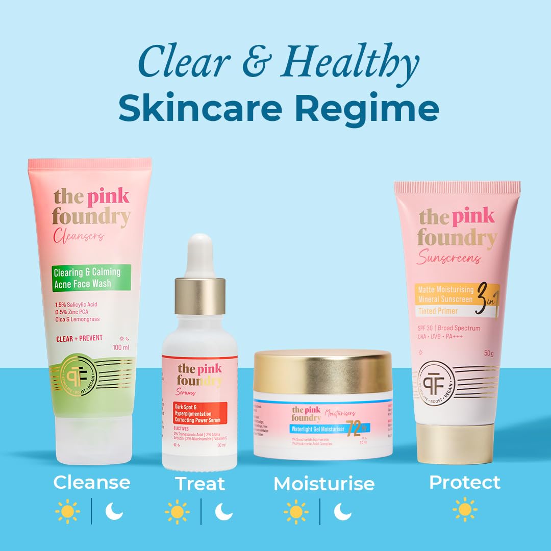 The Pink Foundry Waterlight Gel Moisturiser with 72 hours of hydration | Travel Size with 1% Hyaluronic Acid & 1% Saccharide Isomerate | Lightweight & Non-Sticky Moisturiser | 20 ml