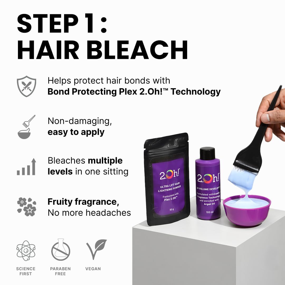 2.Oh! Italian- Hazelnut Brown Hair Color DIY Kit | Semi Permanent Hair Color + Hair Bleach for Hair Color | Hair Highlights for Women & Men | Hair Bleach with Plex & Argan oil| Lightening Kit