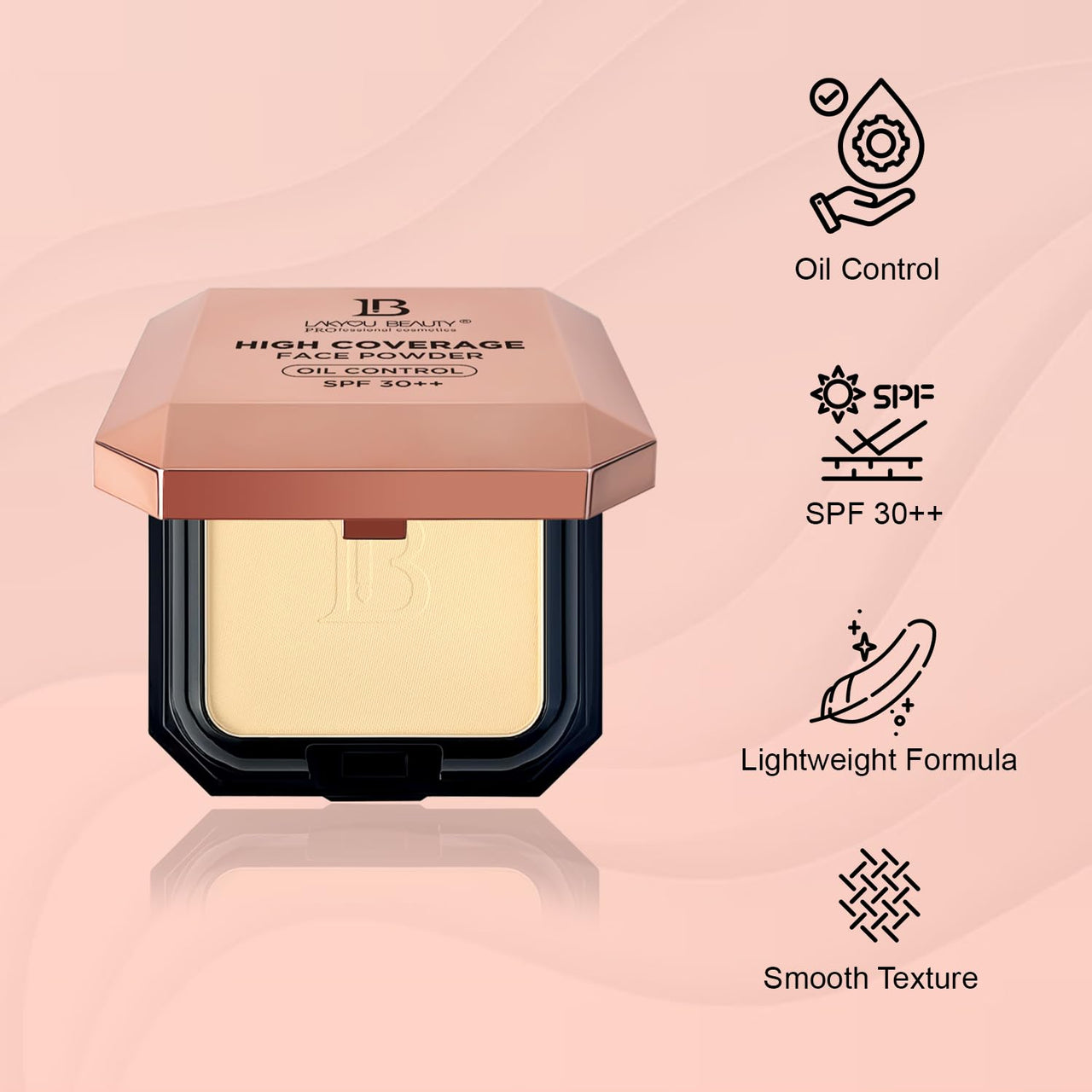 Lakyou Beauty 2in1 High Coverage Compact Powder | Oil Control | SPF-30++ | Waterproof | Matte And Shimmer Shade | Long Lasting | 30g (01(White Ivory))