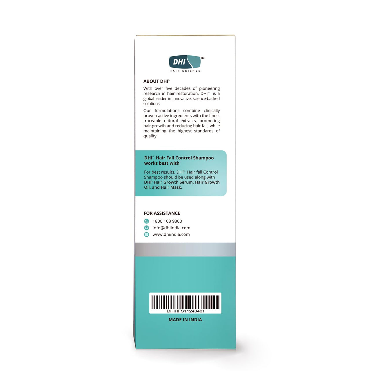 DHI Hair Fall Control Shampoo | Strengthens Hair, Promotes Hair Growth | Paraben & Sulphate Free Shampoo for Men and Women with | Biotin, Plant-Based Keratin, Moringa, Hibiscus and Rosemary Extract | For All Hair Types | 200 ml