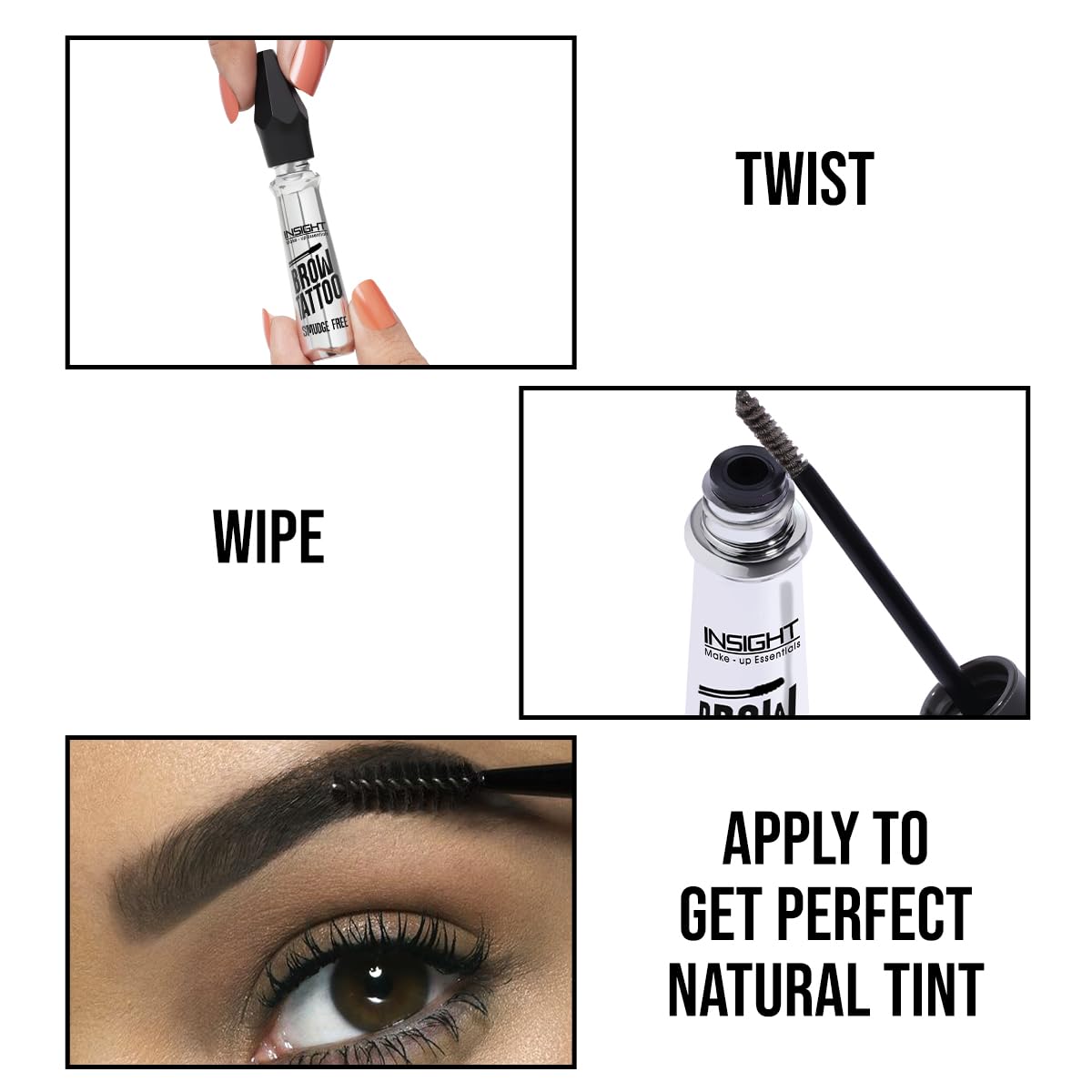 Insight Cosmetics Brow Tattoo | Smudgefree, Fade proof & Waterproof Formula | Sculpts & Defines Eyebrow | 5 g (EB02-Black)