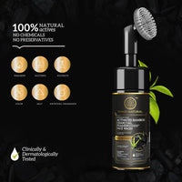 Khadi Natural Activated Bamboo Charcoal Foaming Face Wash With In- Built Face Brush | Anti-Pollution Face Wash| Face Wash for Removing Dead Skin Cells|Powered Botanics|150ml