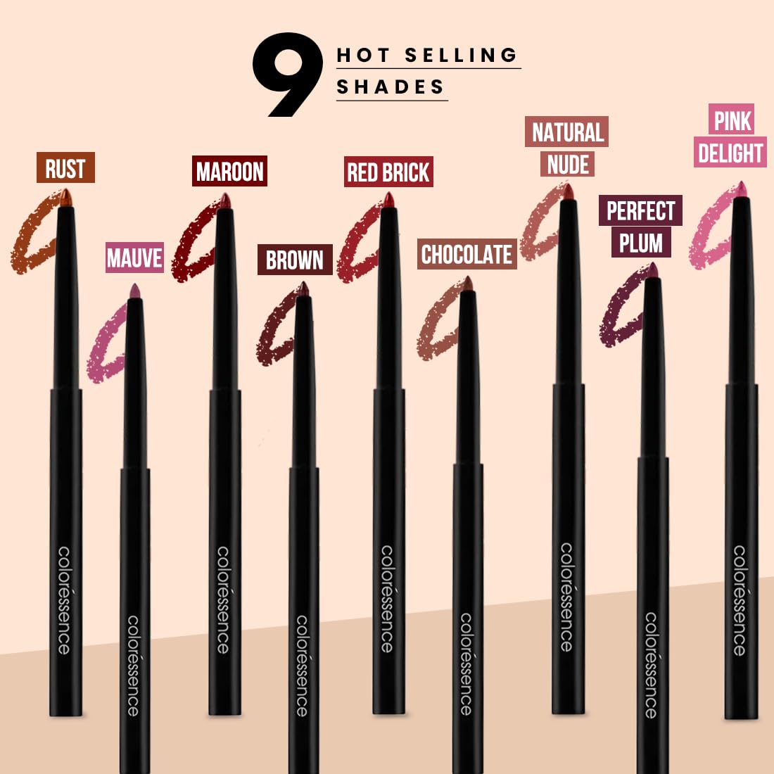 Coloressence Long Stay Waterproof Creamy Lip Liner Pencil with In-built Sharpener | Bold Combo