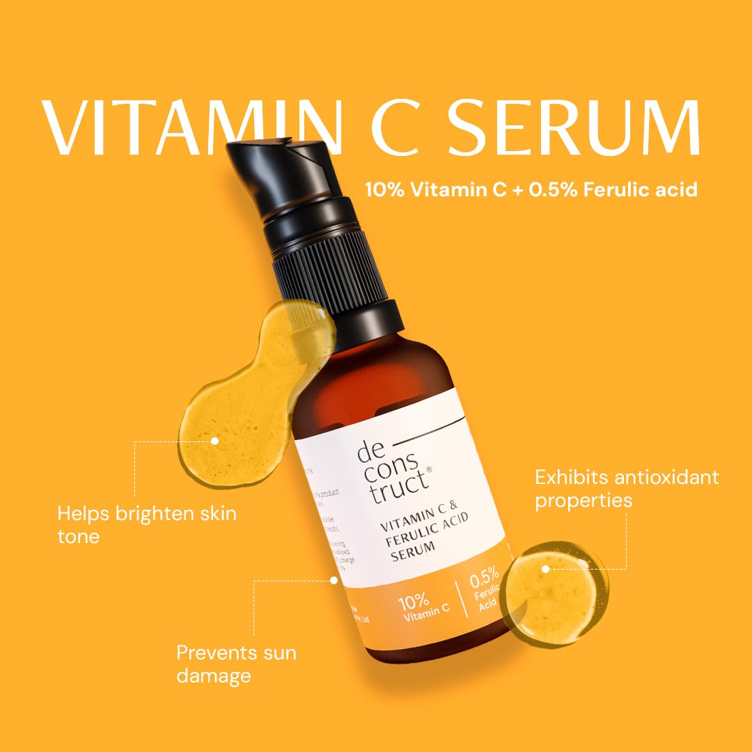 Deconstruct Glow & Hydrate Duo: Oil-Free Moisturizer (50g) & Vitamin C Serum (30ml) | Get Glowing and Moisturized Skin | Pack of 2
