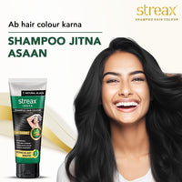 Streax Insta Shampoo Squeeze Pack Hair Colour for Women & Men, Natural Black 1 , 200ml|Hair Colour Black|100% grey coverage |Long Lasting Hair Color, easy to use| Ammonia Free Hair Color, No Paraben & Sulphate