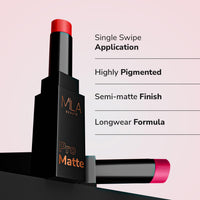 Mila Beauté Pro Matte Lipstick | Highly Pigmented & Long lasting | Semi Matte Finish | Light Weight Lipstick | Single Swipe Application | Luxurious Lip Color | Shade - (Padmaavat, 4.2g)