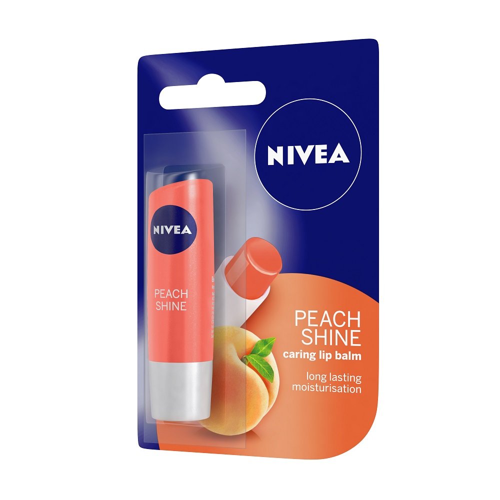 NIVEA Lip Balm, Fruity Blackberry Shine, 4.8g And NIVEA Lip Balm, Fruity Peach Shine, 4.8g