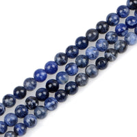 Bymitel 140Pcs Natural Crystal Beads Stone Gemstone Round Energy Healing Loose Beads with Stretch Cord for Jewelry Making Bracelets Anklets (Blue Sodalite, 8mm 140pcs) Blue Sodalite