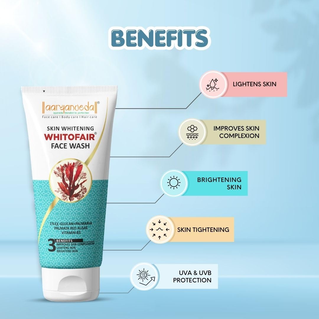Aryanveda Tea Tree Face Wash With Neem & Aloe Vera Extracts, 120 Gm (Pack Of 2) (Tea Tree Face Wash + Whitofair Face Wash)