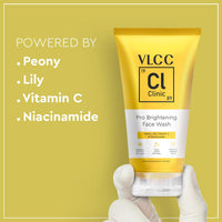 VLCC Clinic Pro Brightening Face Wash - 150ml | Brightens Skin for Luminous glow | Skin Brightening | Clears Spots and Blemishes | Vitamin C, Niacinamide, Peony and Lily Extracts