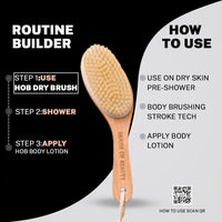 HOUSE OF BEAUTY Wooden Dry Body Brush For Body Massage With Long Handcrafted Handle, Natural Exfoliating, Lymphatic Drainage, Cellulite, Blood Circulation & Dead Skin, Brown - (Pack OF 1)